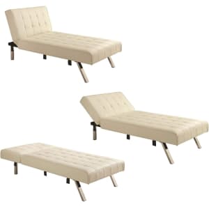 DHP Emily Convertible Faux Leather Chaise Lounger / Sleeper for $324
