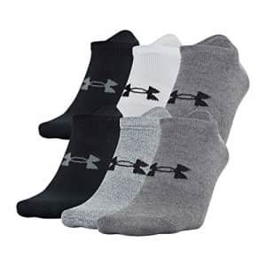 Under Armour Adult Essential Lite No Show Socks, 6 Pairs, Gray Assorted, Large for $22