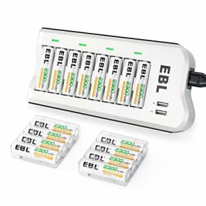 EBL 2300mAh Ni-MH AA Rechargeable Batteries (16 Pack) and 808U Rechargeable AA AAA Battery Charger for $36