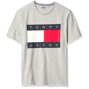 Tommy Hilfiger Men's Tommy Jeans Short Sleeve Logo T Shirt, Grey Heather B10, MD for $20