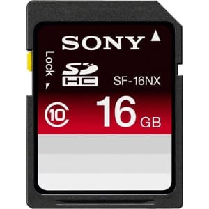 Sony SF16NX/TQM 16GB SDHC Class 10 Memory Card for $25