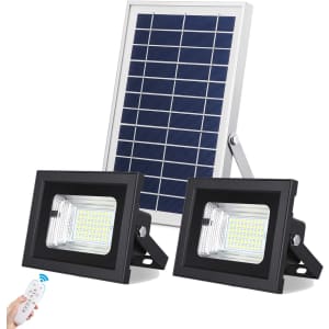 Uponun Dual Head Solar Flood Lights w/ Solar Panel for $65 Uponun Dual Head Solar Flood Lights w/ Solar Panel for $65