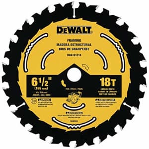 DEWALT DWA161218 6-1/2-Inch 18-Tooth Circular Saw Blade for $11 DEWALT DWA161218 6-1/2-Inch 18-Tooth Circular Saw Blade for $11