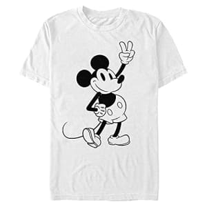 Disney Men's Characters Simple Mickey Outline T-Shirt, White, X-Large for $10