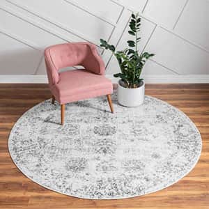 Unique Loom Sofia Collection Traditional Vintage Round Rug, 7', Gray/Ivory for $72