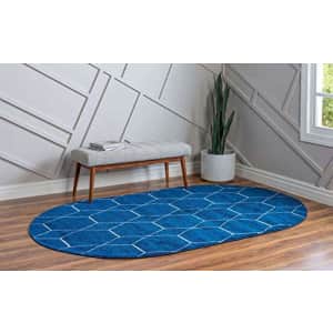 Unique Loom Trellis Frieze Collection Lattice Moroccan Geometric Modern Oval Rug, 3 x 5 Feet, Navy for $51 Unique Loom Trellis Frieze Collection Lattice Moroccan Geometric Modern Oval Rug, 3 x 5 Feet, Navy for $51