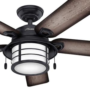 Hunter Fan 54 inch Outdoor Ceiling Fan with Light in Weathered Zinc (Renewed) for $172