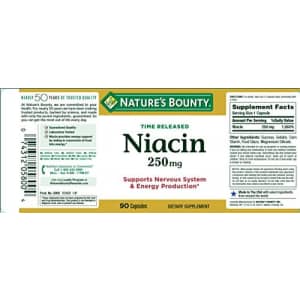 Nature's Bounty Niacin Pills and Supplement, Supports Nervous System and Energy Production, 250mg, for $20