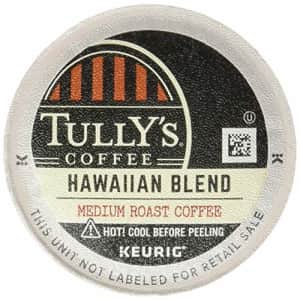 Tully's Coffee Hawaiian Blend, Single-Serve Keurig K-Cup Pods, Medium Roast Coffee, 24 Count for $28