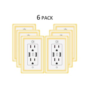 Powrui USB Duplex Wall Outlet 6-Pack w/ Night Light for $50 Powrui USB Duplex Wall Outlet 6-Pack w/ Night Light for $50