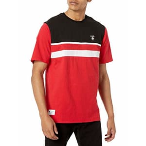LRG Men's Spring 2021 Striped-Solid Knit Crew T-Shirt, RED, Medium for $16