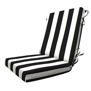 Honey-Comb Honeycomb Indoor/Outdoor Cabana Stripe Black and Ivory Highback Dining Chair Cushion: Recycled for $58
