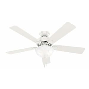 HUNTER 50908 Swanson Indoor Ceiling Fan with LED Lights and Pull Chain Control, 52", Fresh White for $88 HUNTER 50908 Swanson Indoor Ceiling Fan with LED Lights and Pull Chain Control, 52", Fresh White for $88