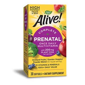 Nature's Way Alive! Complete Prenatal Multivitamin, High Potency Folate & Iron, 30 Softgels for $18