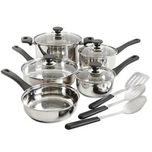 Simply Essential 12-Piece Stainless Steel Cookware Set for $27