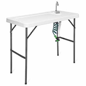 Goplus Portable Fish Cleaning Table with Sink and Spray Nozzle, Folding Outdoor Camping Sink for $140