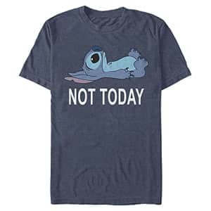 Disney Men's Lilo & Stitch Not Today T-Shirt, Navy Blue Heather, Large for $14