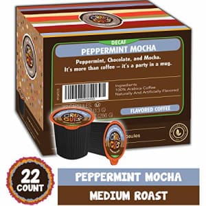 Crazy Cups Decaf Flavored Coffee Pods, Peppermint Chocolate Mocha, Decaffeinated Coffee for Keurig for $16 Crazy Cups Decaf Flavored Coffee Pods, Peppermint Chocolate Mocha, Decaffeinated Coffee for Keurig for $16