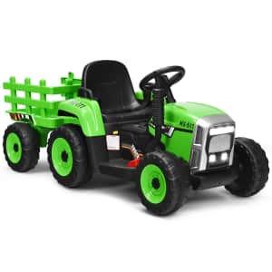 Costway 12V Ride-On Tractor with Trailer for $150 Costway 12V Ride-On Tractor with Trailer for $150