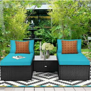 Costway 5-Piece Patio Rattan Wicker Furniture Set for $330 Costway 5-Piece Patio Rattan Wicker Furniture Set for $330
