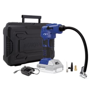 Sun Joe 24V iON+ Cordless Portable Air Compressor Kit w/ 2Ah Battery & Case for $17