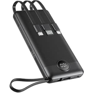Veektomx 10,000mAh Portable Charger w/ Built-in Cables for $14 Veektomx 10,000mAh Portable Charger w/ Built-in Cables for $14