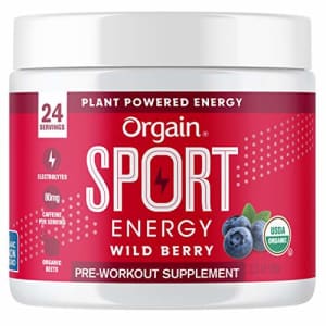 Orgain Wild Berry Sport Energy Pre-Workout Powder - Made with Green Coffee Beans, Organic Beets, for $25