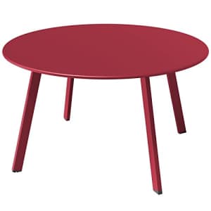 Grand patio Round Steel Patio Coffee Table, Weather Resistant Outdoor Large Side Table, Red for $50