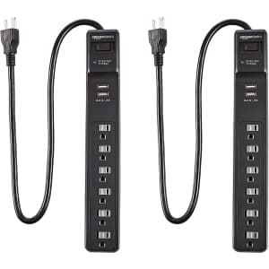 Amazon Basics 6-Outlet Surge Protector w/ USB 2-Pack for $19