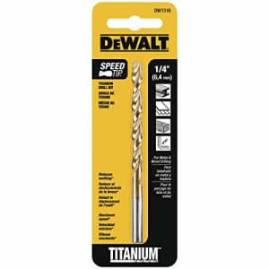 DEWALT DW1316 1/4-Inch Titanium Split Point Twist Drill Bit,Gold for $4 DEWALT DW1316 1/4-Inch Titanium Split Point Twist Drill Bit,Gold for $4