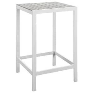 Modway Maine Aluminum Outdoor Patio Bar Table in White Light Gray for $242