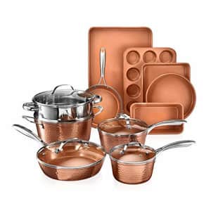 Gotham Steel Hammered Copper Collection 15 Piece Premium Cookware & Bakeware Set with Nonstick for $150