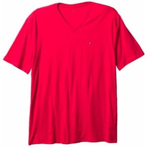 Tommy Hilfiger Men's Short Sleeve V Neck T Shirt, Apple RED, XXL for $13