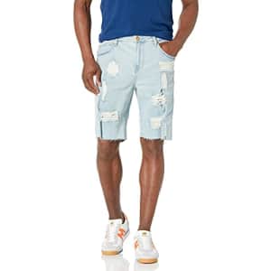 LRG Men's Choppa Cargo Jean Shorts, Denim Blue, 31 for $23