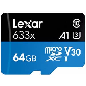Lexar High-Performance 633x 64GB MicroSDXC UHS-I Card with SD Adapter (LSDMI64GBBNL633A) for $15
