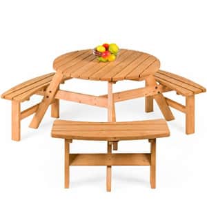 Best Choice Products 6-Person Circular Outdoor Wooden Picnic Table for Patio, Backyard, Garden, DIY for $200