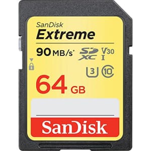 SanDisk 64GB Extreme SDXC UHS-I Memory Card - 90MB/s, C10, U3, V30, 4K UHD, SD Card - for $16