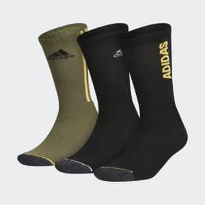 adidas Men's Tiro Cushioned Crew Socks 3-Pair Pack for $11