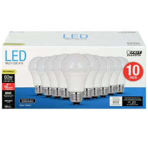 Feit Electric 60W-Equivalent A19 E26 LED Light Bulb 10-Pack for $10