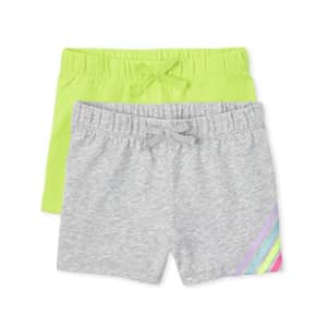 The Children's Place 2 Pack Girls Pull On Fashion Shorts, NEON Sweet Lime 2-Pack, Medium (7/8) for $8
