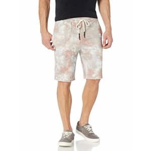 AG Adriano Goldschmied Men's Klay Terry Shorts, Abstract Tiedye Rocky Mauve, XXL for $73