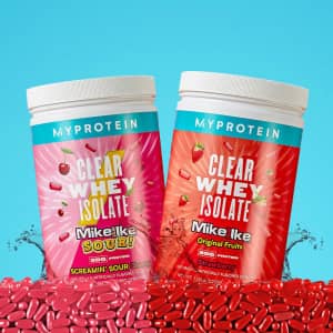 Myprotein Clear Whey Mike and Ike Flavored Protein 20-Serving Tub for $22 in cart Myprotein Clear Whey Mike and Ike Flavored Protein 20-Serving Tub for $22 in cart