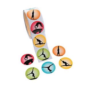 Fun Express Gymnastics Stickers - 100 per roll - Rewards, Handouts and Party Supplies for $6