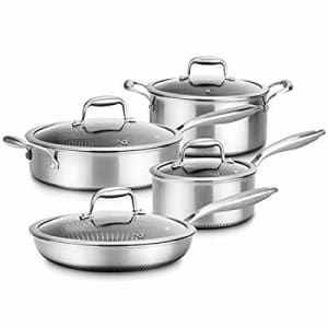 NutriChef 8-Piece Triply Cookware Set Stainless Steel - Triply Kitchenware Pots & Pans Set Kitchen Cookware, for $144