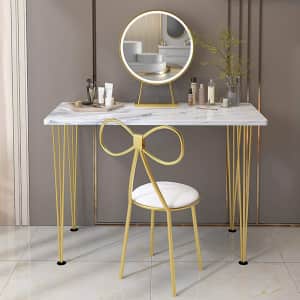 Comigeewa LED Makeup Vanity Dressing Table Set with Stool for $120 Comigeewa LED Makeup Vanity Dressing Table Set with Stool for $120