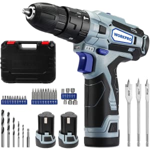 WorkPro 12V Cordless Drill Driver Kit for $55