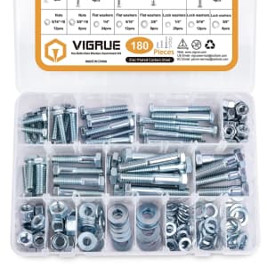 Vigrue 180-Pc. Hex Bolts, Nuts, & Washer Assortment for $13 Vigrue 180-Pc. Hex Bolts, Nuts, & Washer Assortment for $13