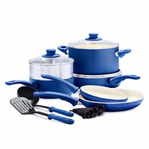 GreenLife Soft Grip Healthy Ceramic Nonstick Blue Cookware Pots and Pans Set, 12-Piece for $127
