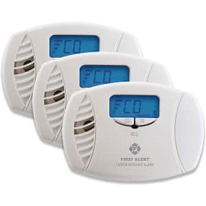 First Alert Carbon Monoxide Detector Alarm 3-Pack for $60 First Alert Carbon Monoxide Detector Alarm 3-Pack for $60