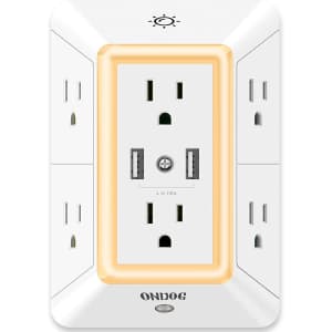 Ondog 6-Plug 2-USB Outlet with Night Light for $21